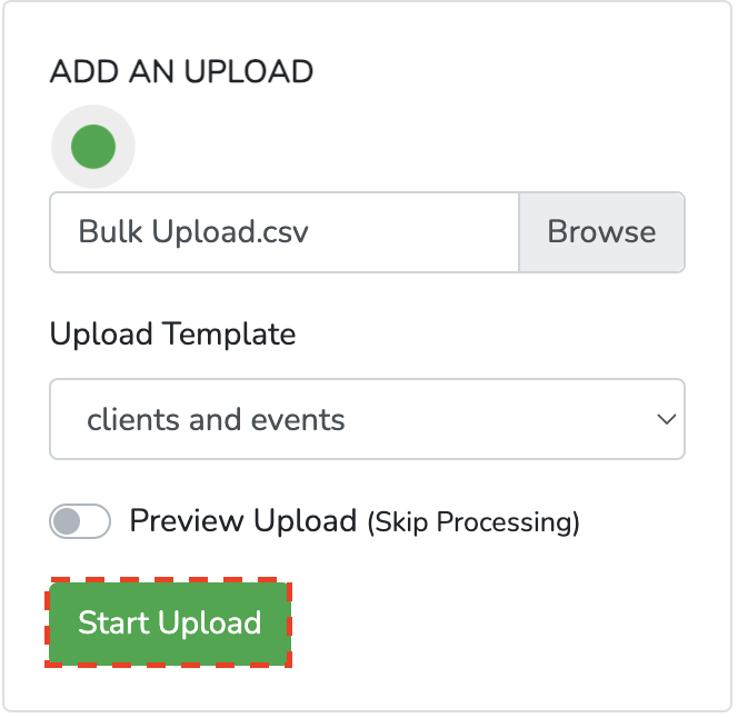 start upload